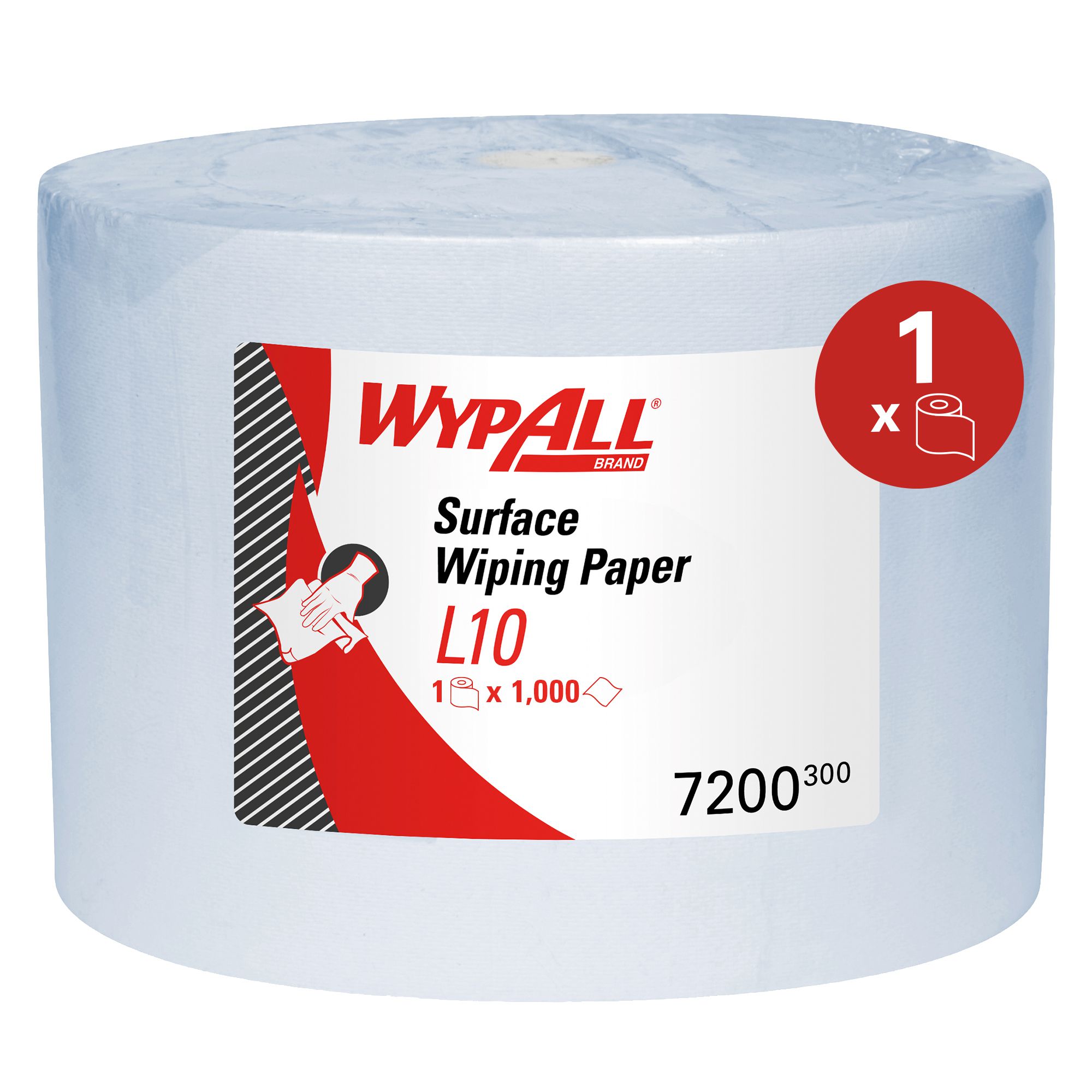7200 Протирочные салфетки WypAll L10 однослойные синие в рулоне, 1000 листов