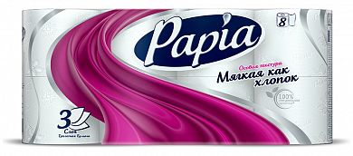 503.6905 Туалетная бумага PAPIA 3 сл белая